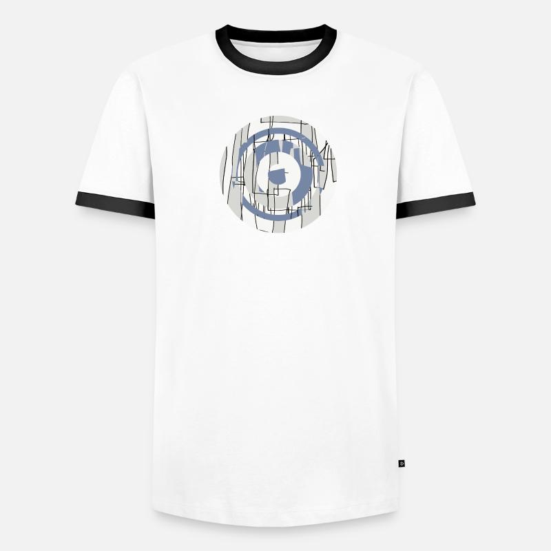 conception de cercle abstrait bleu gris 005 T-shirt contrasté Homme