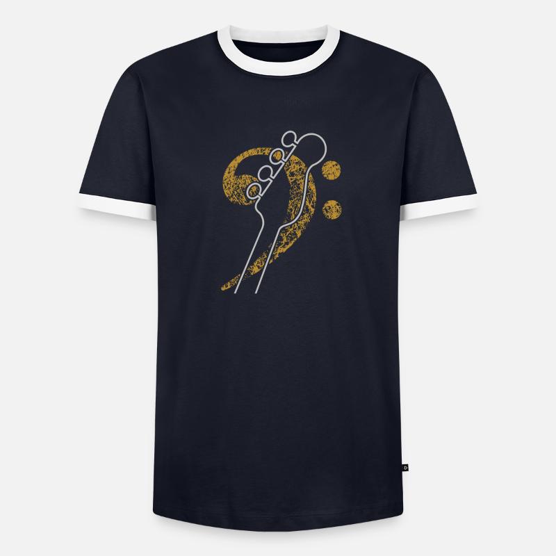 Clé de basse, clé de basse, distre de guitare basse T-shirt contrasté Homme