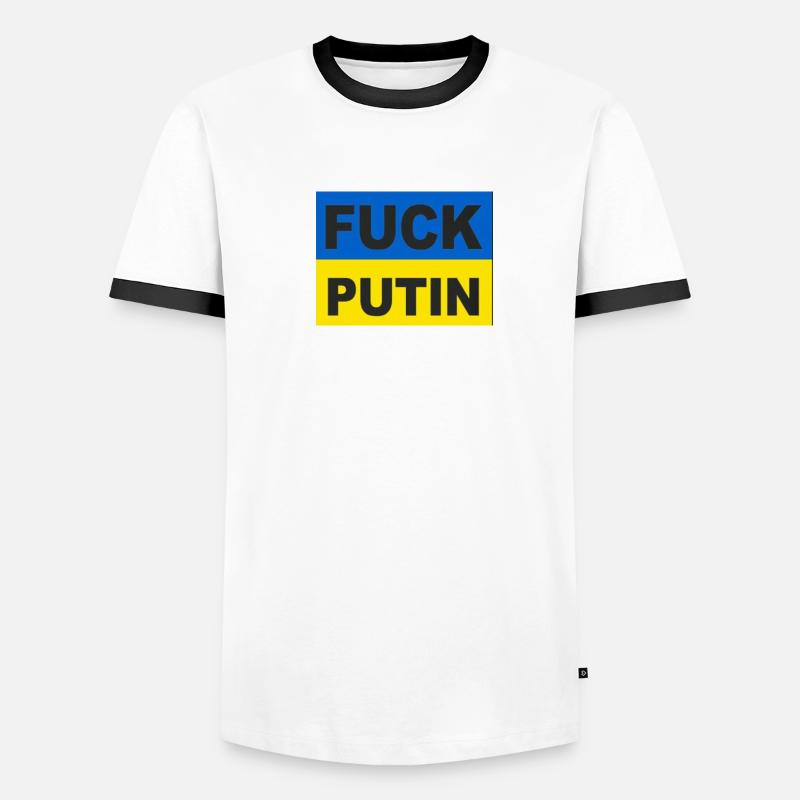 F*CK POUTINE T-shirt contrasté Homme