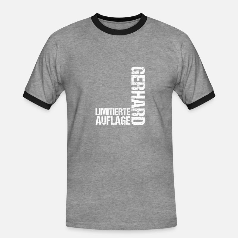Gerhard - T-shirt contrasté Homme - gris chiné/noir
