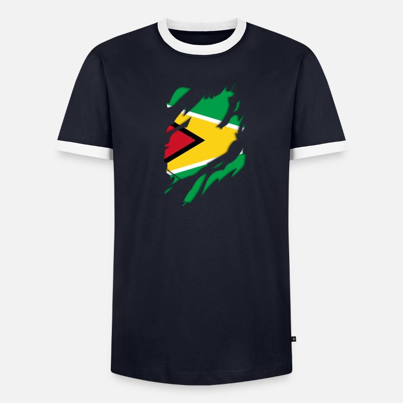 Drapeau déchiré du Guyana T-shirt contrasté Homme