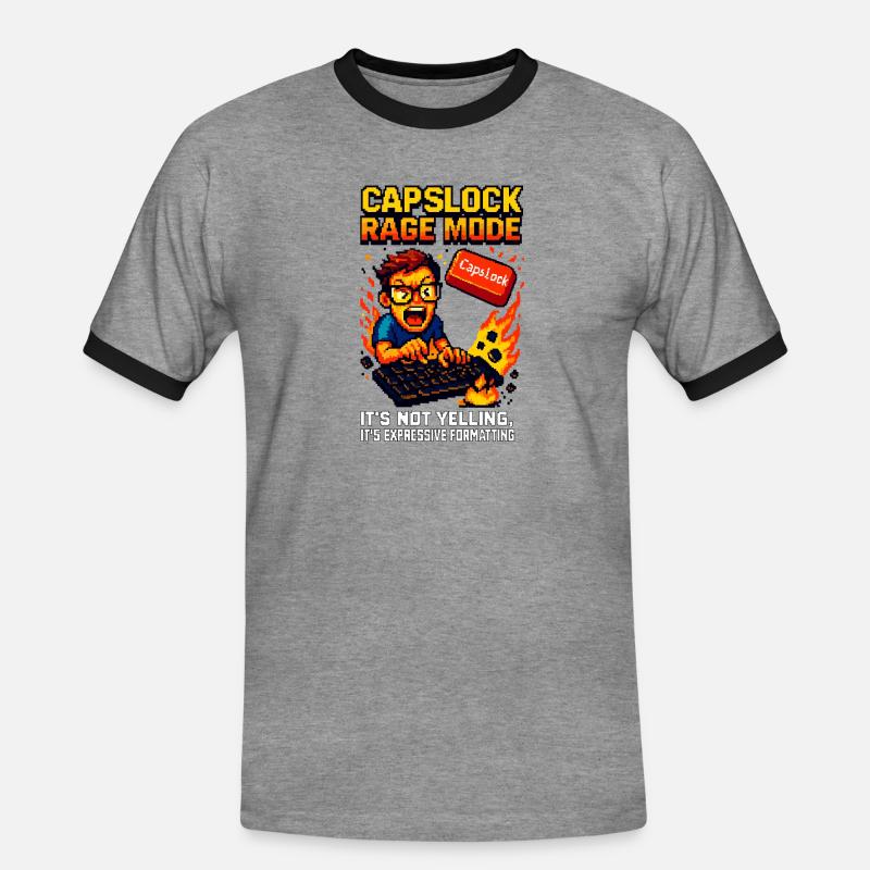 Capslock Rage Mode - Men's Ringer Shirt - heather grey/black