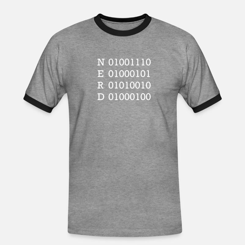binary nerd - Men's Ringer Shirt - heather grey/black