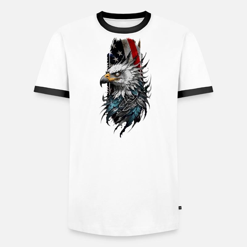 Patriotic Pride: Bald Eagle Head Against American Men's Ringer Shirt