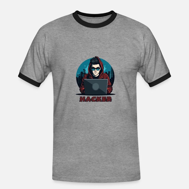 Hacker Sunglasses Hacker Anonymous Hacker - Men's Ringer Shirt - heather grey/black