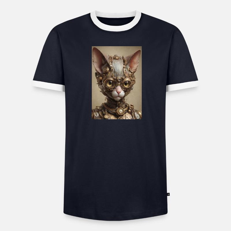 Cyber Punk Chat Sphinx T-shirt contrasté Homme