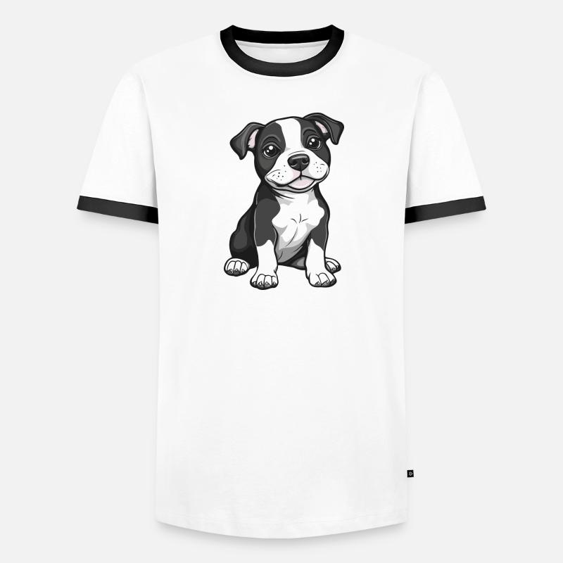 Pitbul Terrier Dog Comic Cute Pit Men's Ringer Shirt
