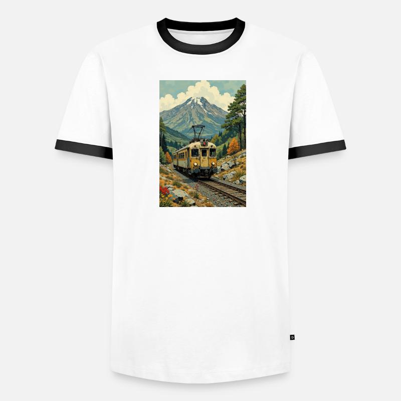 Image de train rétro T-shirt contrasté Homme