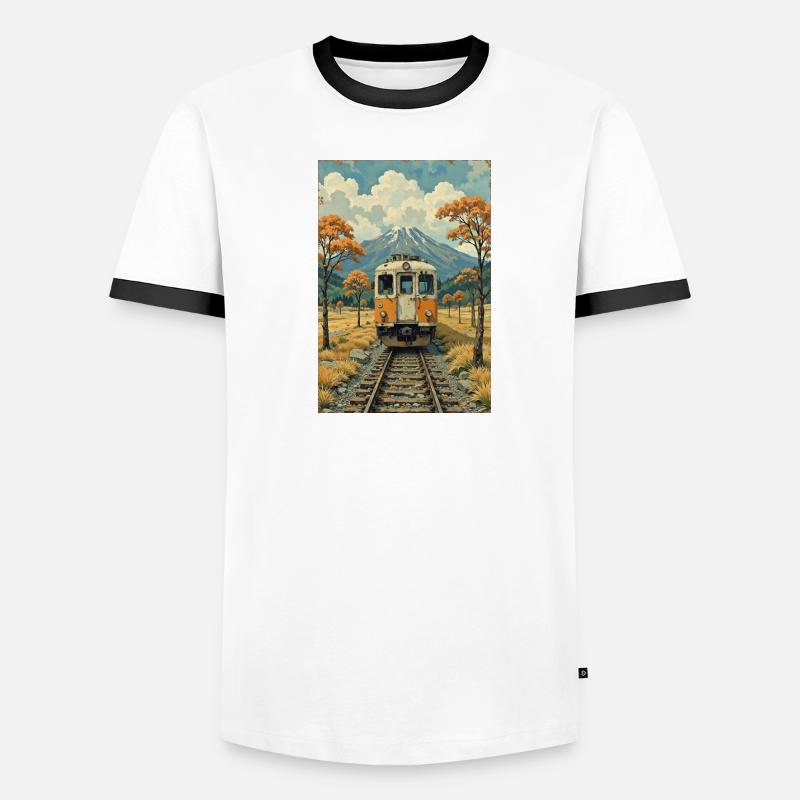 Image de train rétro T-shirt contrasté Homme