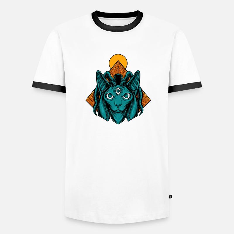 Cadeau pyramide chat Egypte T-shirt contrasté Homme