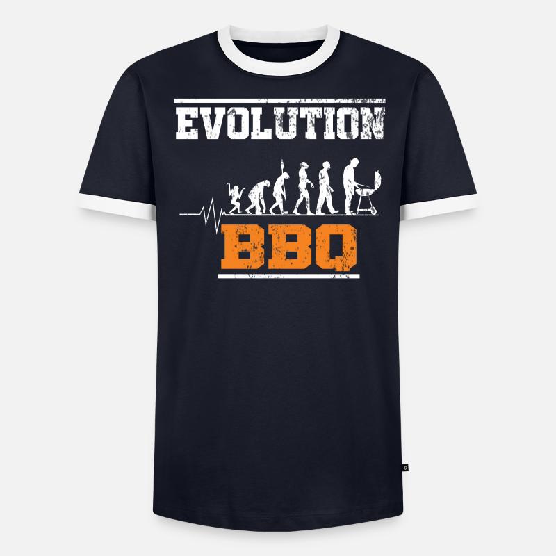 Evolution grilling heartbeat - Men's Ringer Shirt - undefined