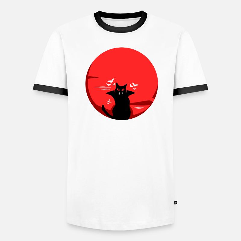 Chat noir vampire T-shirt contrasté Homme