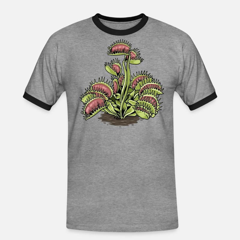 Carnivorous Plant Venus Flytrap - Men's Ringer Shirt - heather grey/black