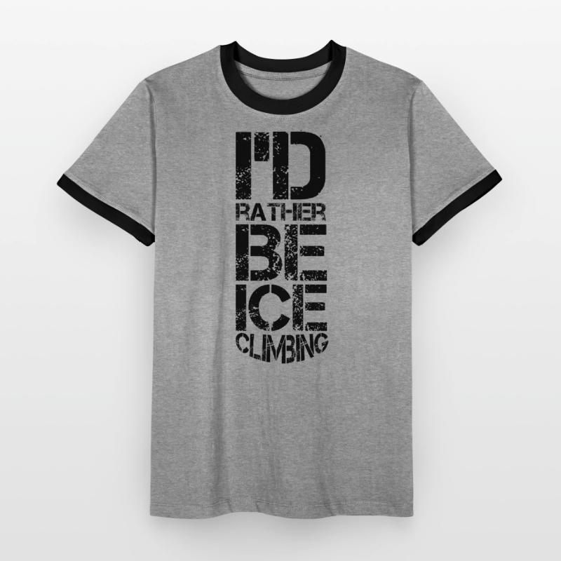 Eisklettern Eistour Eiswand Eiskletterer Eispickel Männer Kontrast-T-Shirt