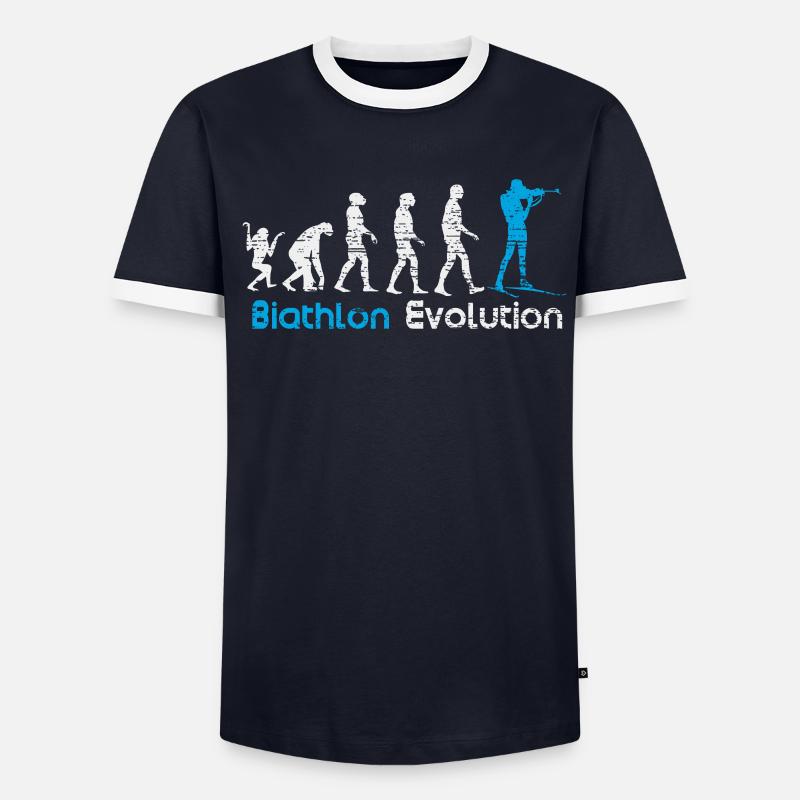 Biathlon Evolution Wintersport Geschenk - Männer Kontrast-T-Shirt - undefined