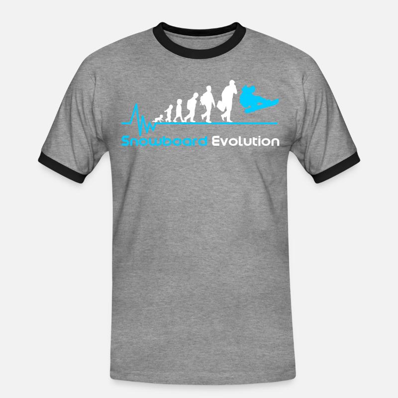 Snowboard Evolution Geburt - Männer Kontrast-T-Shirt - Grau meliert/Schwarz