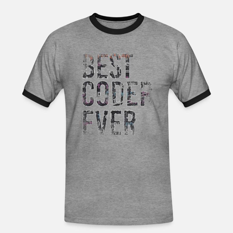 Best coder ever coding - Men's Ringer Shirt - heather grey/black
