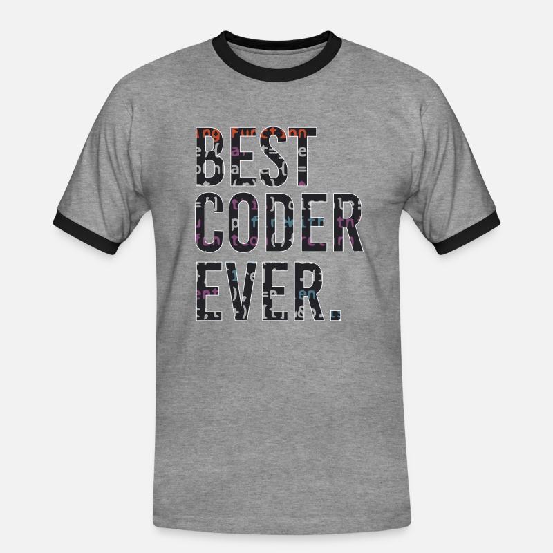 Best programmer code coder - Men's Ringer Shirt - heather grey/black