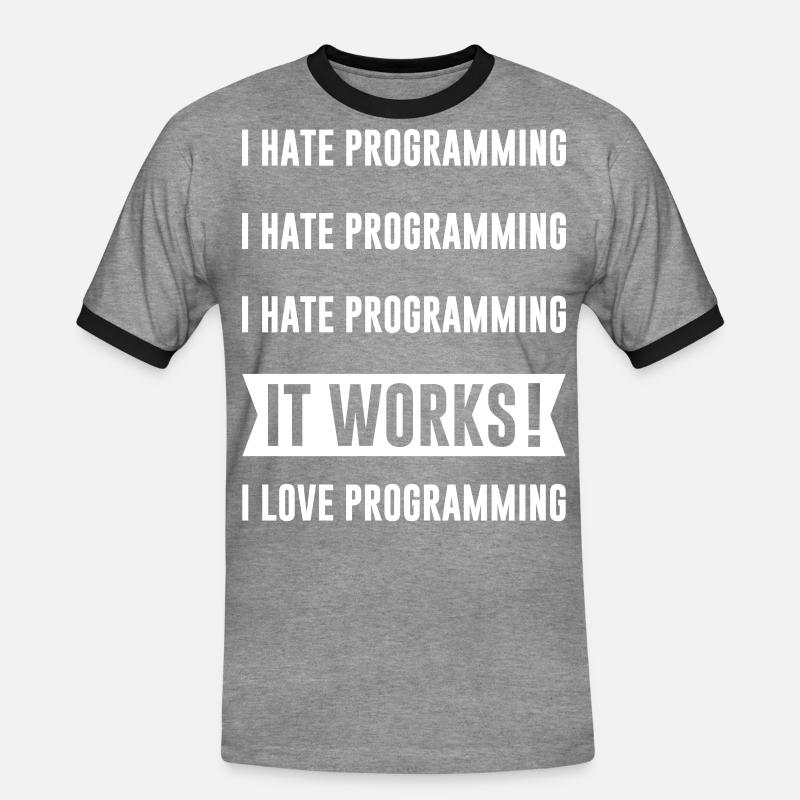 Programmierer - I HATE PROGRAMMING - Männer Kontrast-T-Shirt - Grau meliert/Schwarz