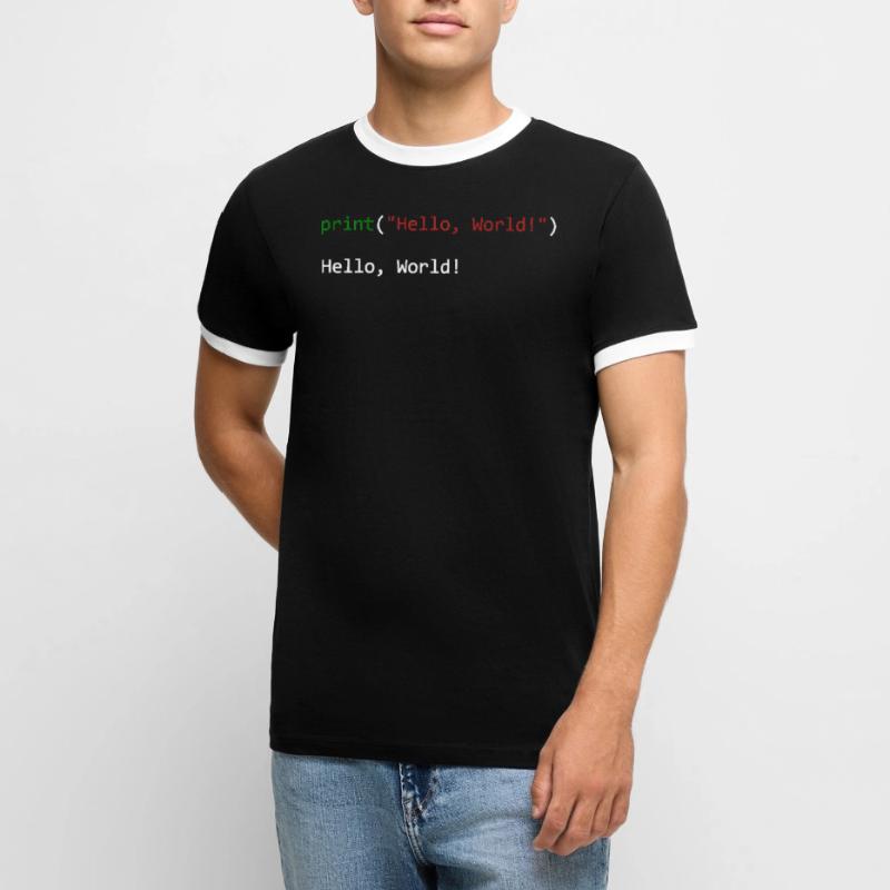 Hello World lustiges Geschenk Python Programmierer Männer Kontrast-T-Shirt