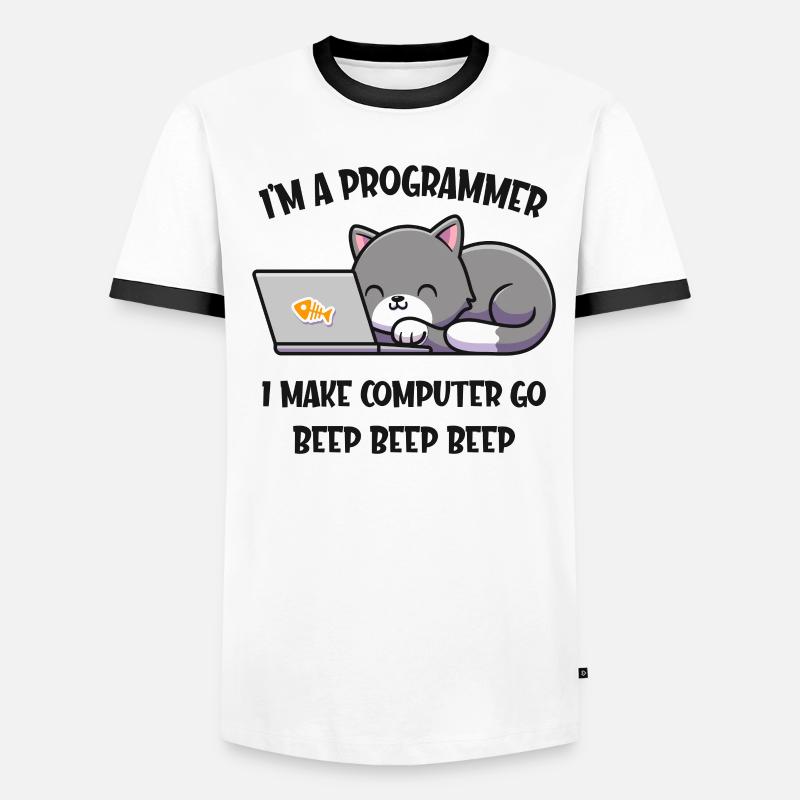 Computer Katze Programmierer lustiges Informatiker Männer Kontrast-T-Shirt