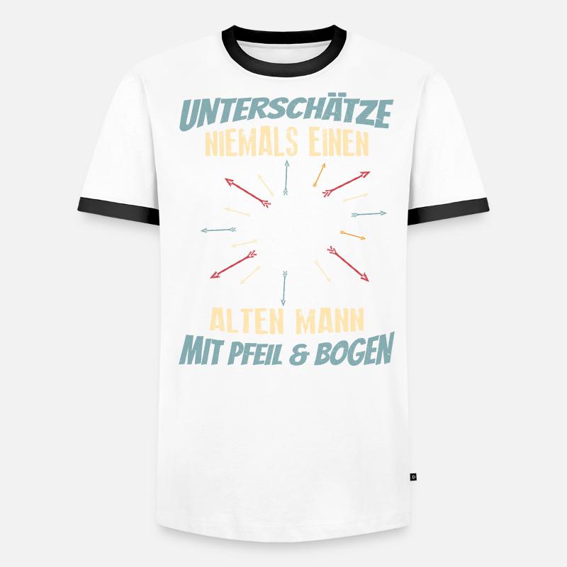 Alter Mann Bogenschütze Bogenschießen Pfeil Bogen Männer Kontrast-T-Shirt