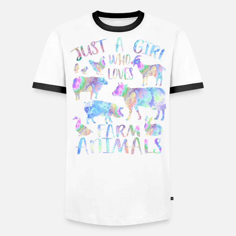 Nur ein Mädchen, das Nutztiere liebt Männer Kontrast-T-Shirt