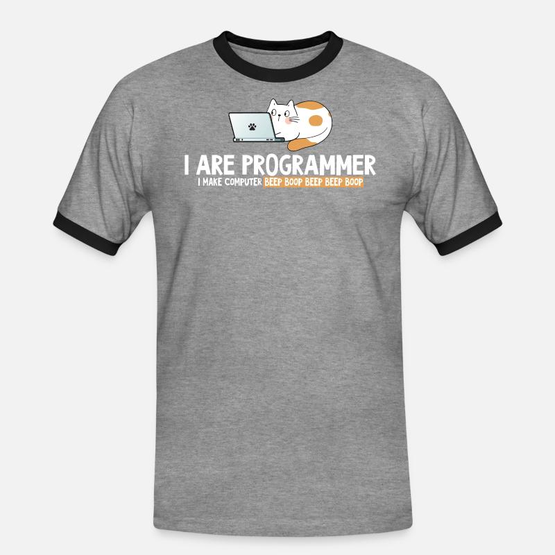 Ich programmierer Katzenprogrammierer - Männer Kontrast-T-Shirt - Grau meliert/Schwarz