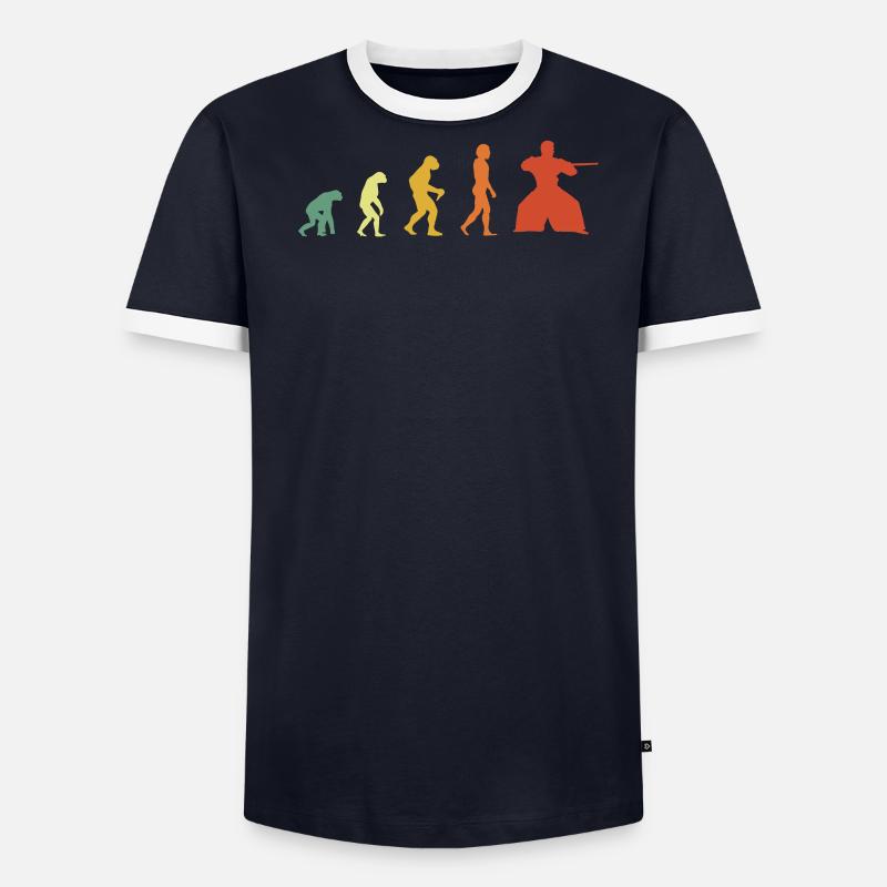 Retro Aikido Evolution - Männer Kontrast-T-Shirt - undefined