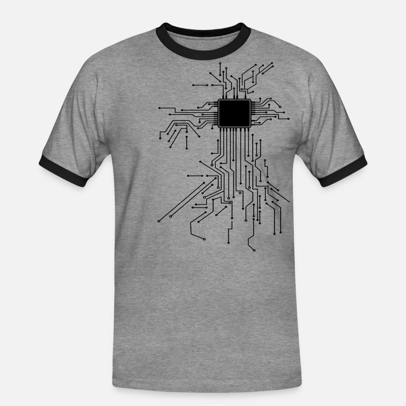 CPU Technik Nerd Computerchip Programmierer - Männer Kontrast-T-Shirt - Grau meliert/Schwarz