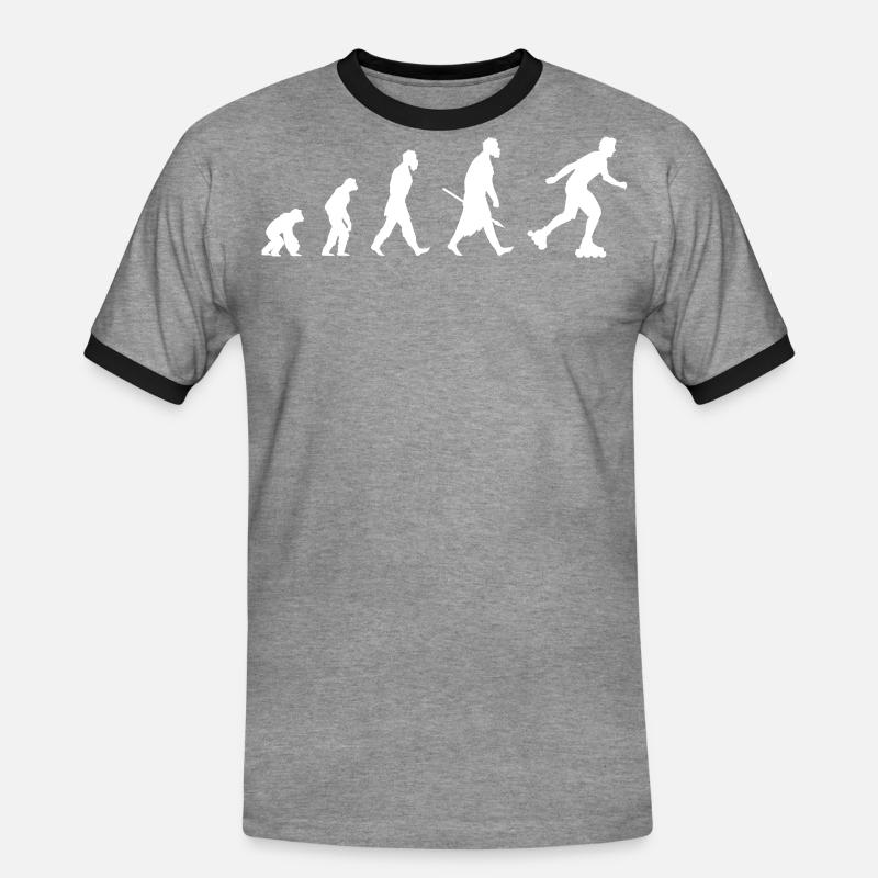 Evolution of roller blade - Men's Ringer Shirt - heather grey/black