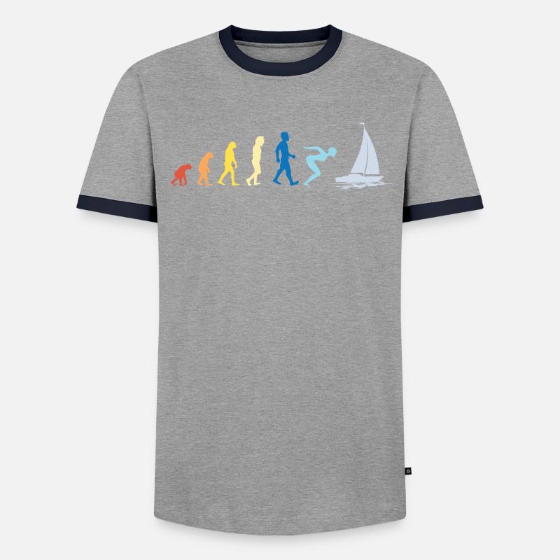 Sailing Sailboat Evolution - Männer Kontrast-T-Shirt - Grau meliert/Schwarz
