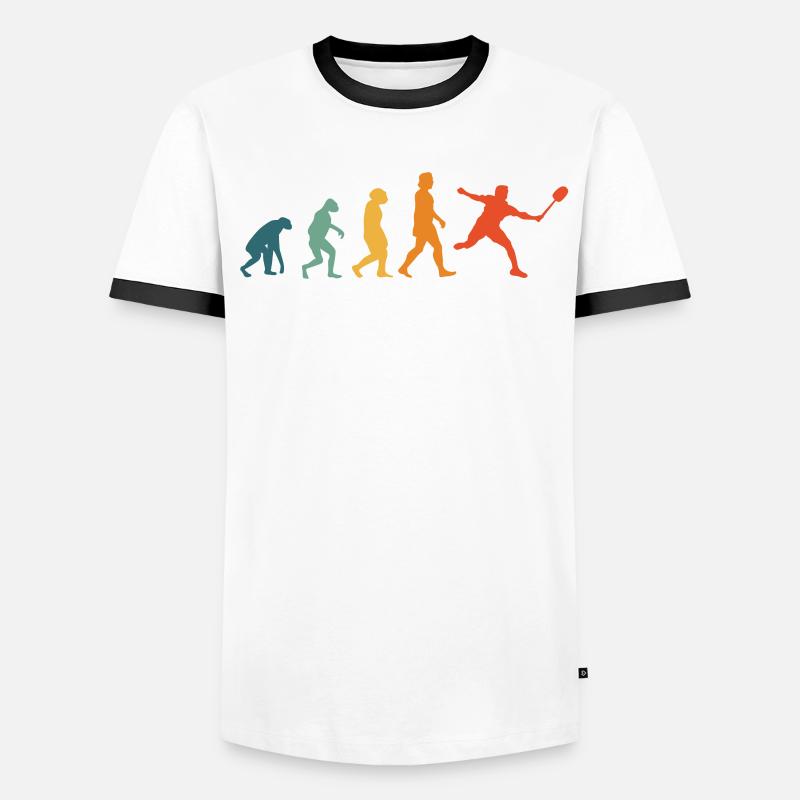 Federball Evolution Retro Badminton Männer Kontrast-T-Shirt