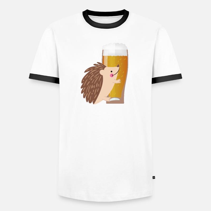 Bier Geschenk mit Igel Männer Kontrast-T-Shirt