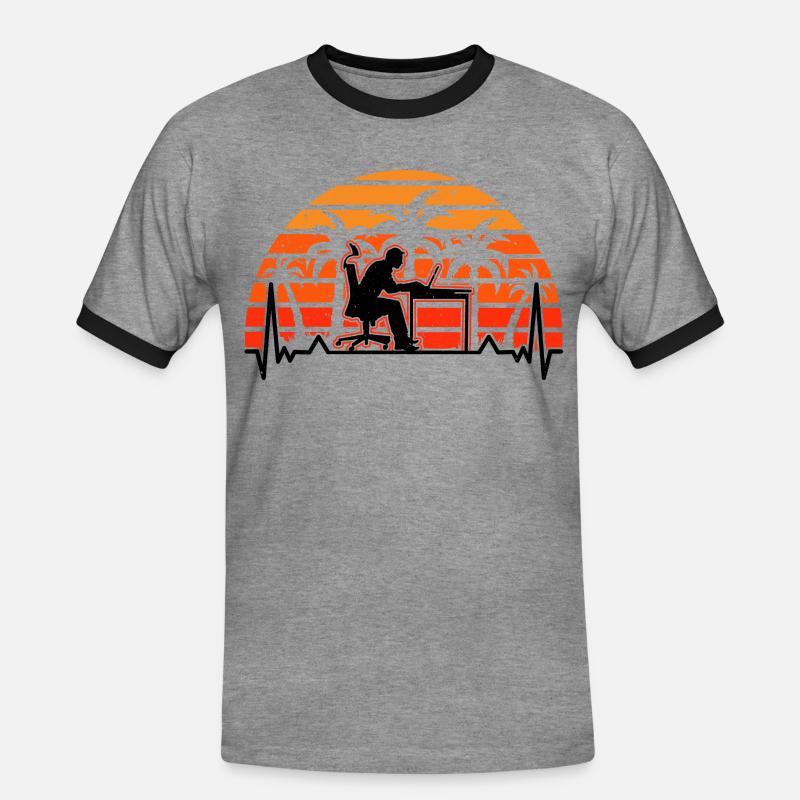 Informatiker Herzschlag Programmierer Computer - Männer Kontrast-T-Shirt - Grau meliert/Schwarz