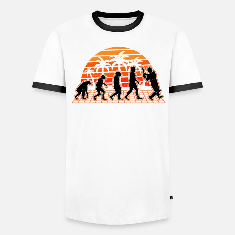 Cricket Evolution Sunset Cricketspieler Männer Kontrast-T-Shirt