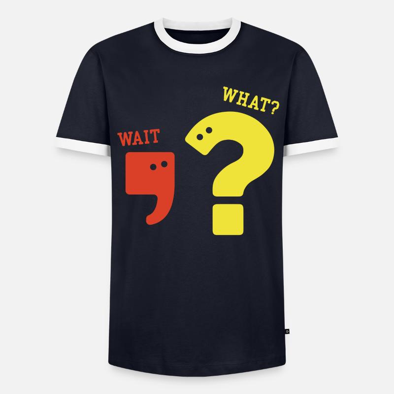 Comma Question Mark Grammar Nerd Teacher Gift Men's Ringer Shirt