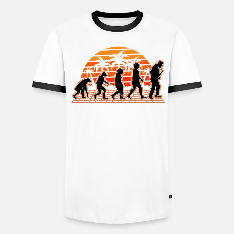 Saxophon Evolution Sunset Saxophonist Männer Kontrast-T-Shirt