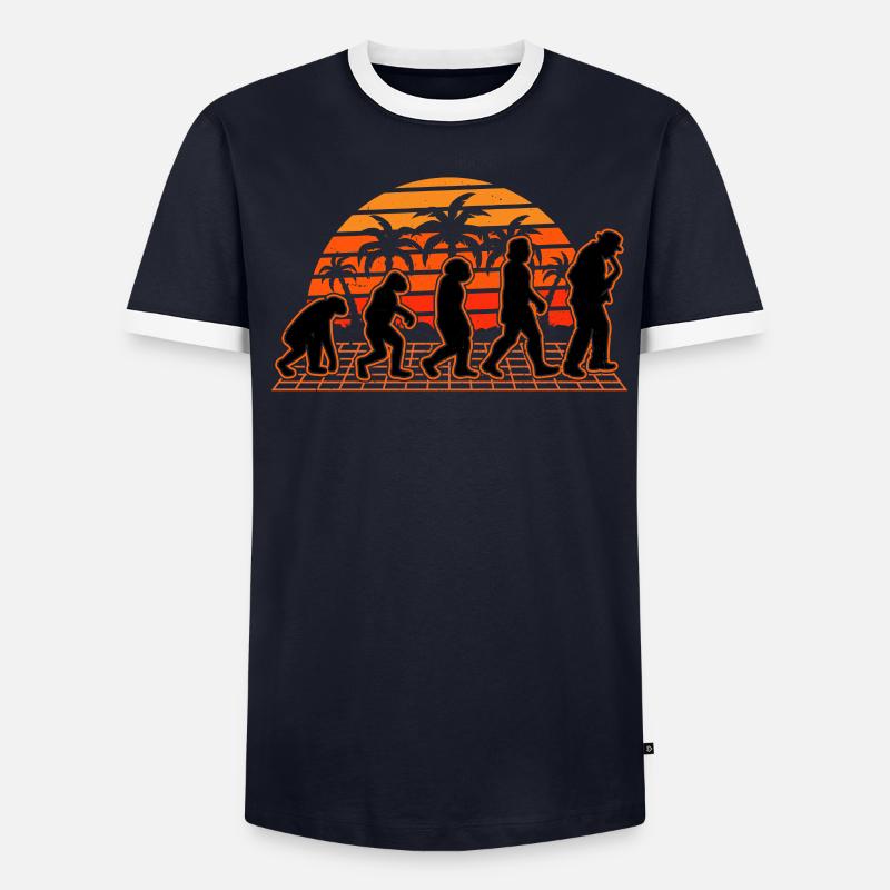 Saxophone Evolution Sunset Saxophonist - Men's Ringer Shirt - undefined
