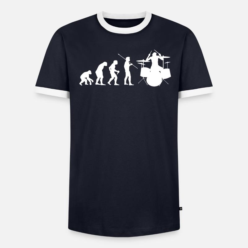 Human Evolution Drum Musician Drummer - Men's Ringer Shirt - undefined