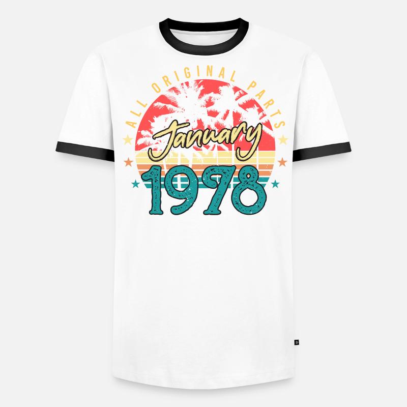 Original Janvier 1978 Rétro T-shirt contrasté Homme
