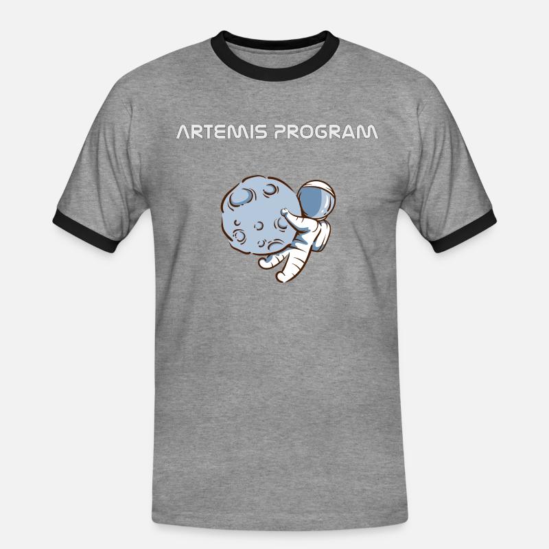 Artemis Program Astronaut Moon - Men's Ringer Shirt - heather grey/black