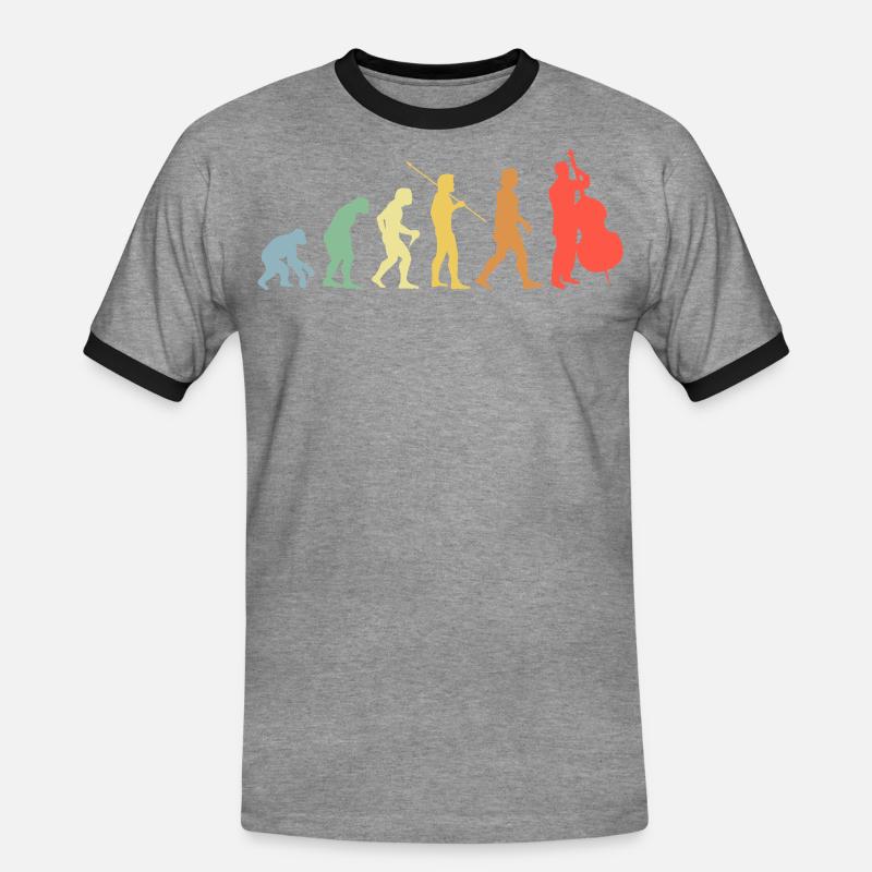 Kontrabass Evolution Retro Chello Chellospieler - Männer Kontrast-T-Shirt - Grau meliert/Schwarz