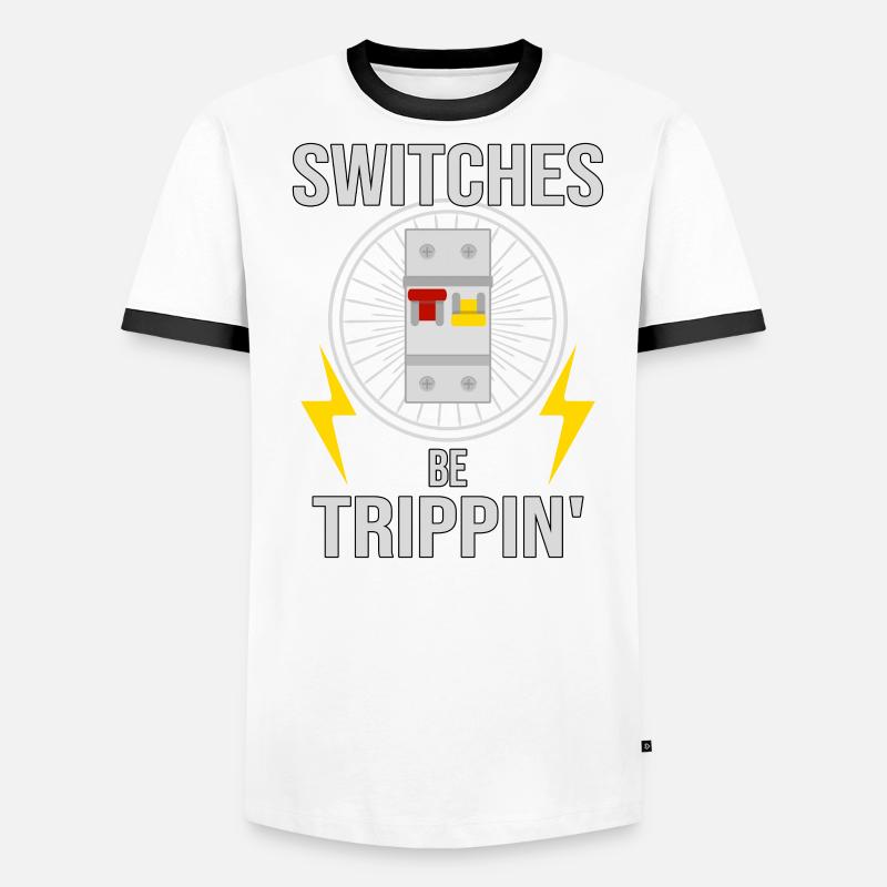 Electrician Electronics Technician Switch Box Fuse Men's Ringer Shirt