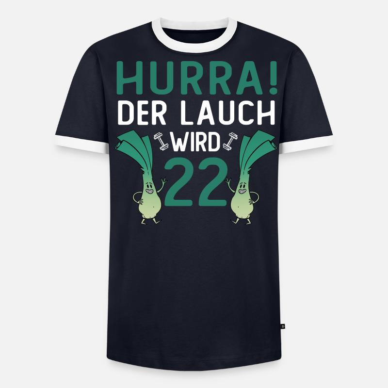 Herren 22. Geburtstag Hurra der Lauch wird 22 Gag Männer Kontrast-T-Shirt