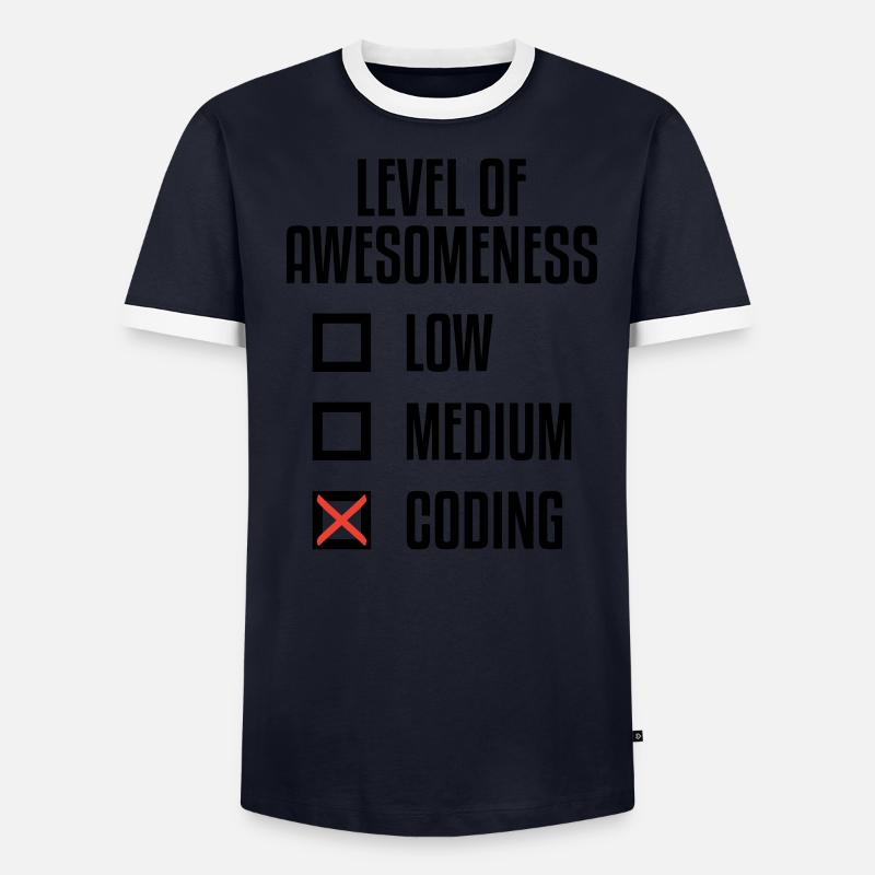 Level Of Awesomeness Low Medium Coding Programming - Männer Kontrast-T-Shirt - undefined