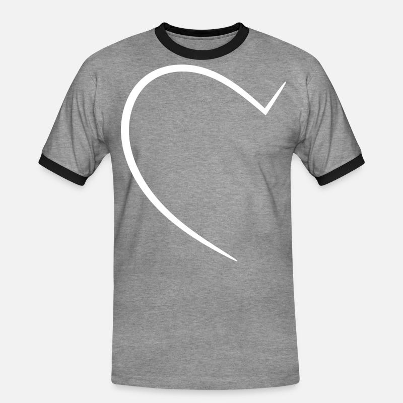 Half White Heart - Men's Ringer Shirt - heather grey/black