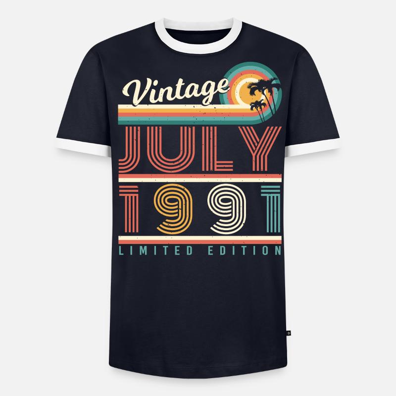 1991 Juli Geschenkidee - Männer Kontrast-T-Shirt - undefined