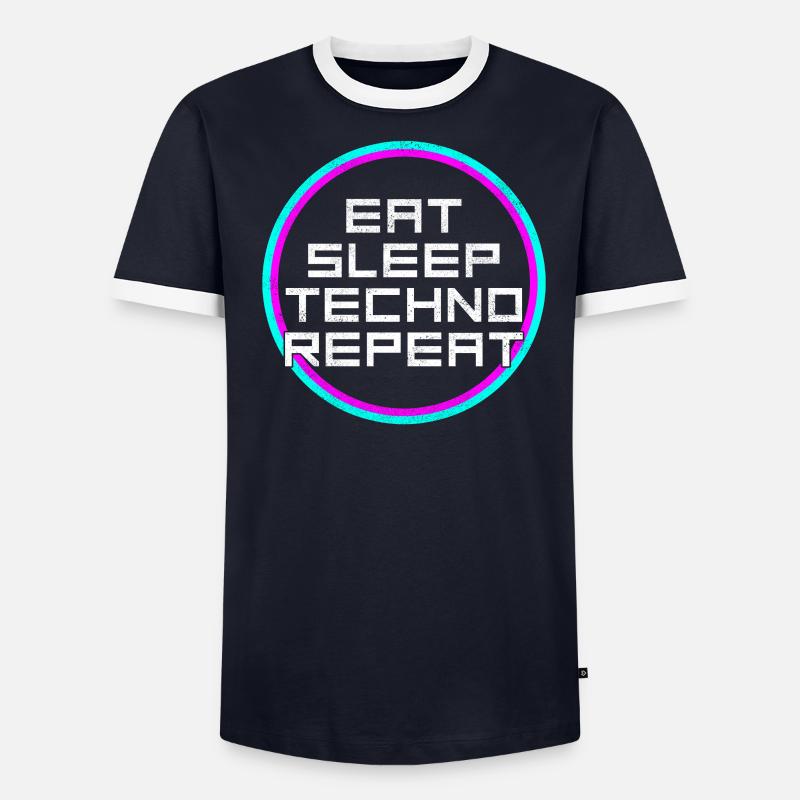 eat sleep techno repeat - Männer Kontrast-T-Shirt - undefined