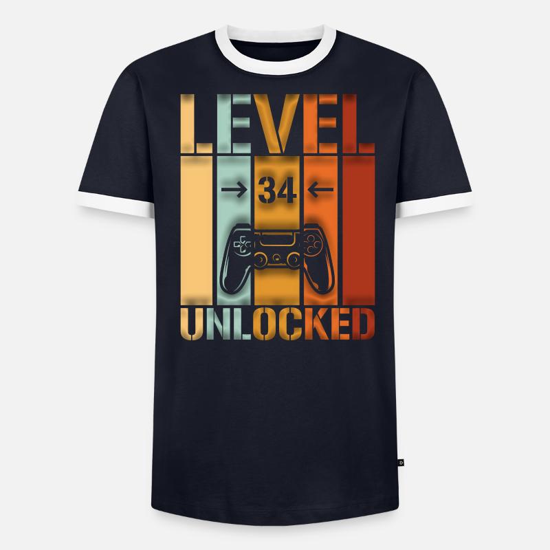 34e anniversaire Niveau 34 débloqué T-shirt contrasté Homme